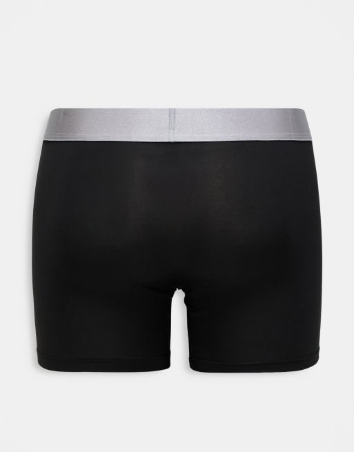 Calvin Klein 3-pack boxer briefs in black with gray waistband