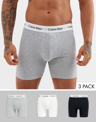 Calvin Klein 3 pack boxer briefs in black,white and grey