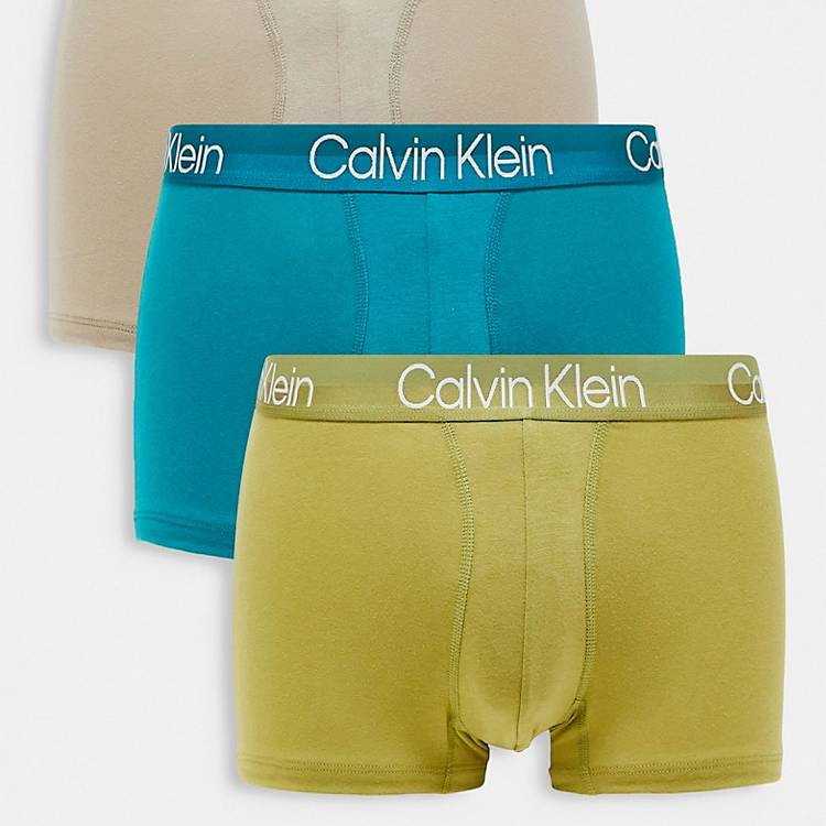 Calvin Klein 3-pack boxer briefs in green | ASOS