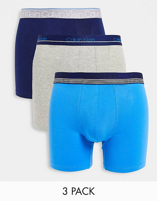 Calvin Klein 3 pack boxer briefs in grey blue navy