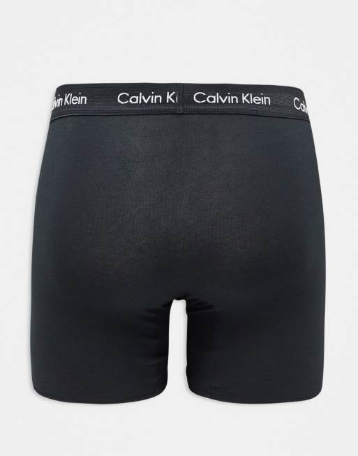 Calvin Klein 3-pack boxer briefs with coloured waistband in black