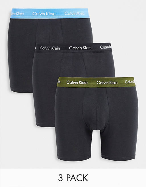 Calvin Klein 3 pack boxer briefs with contrast waistbands in black