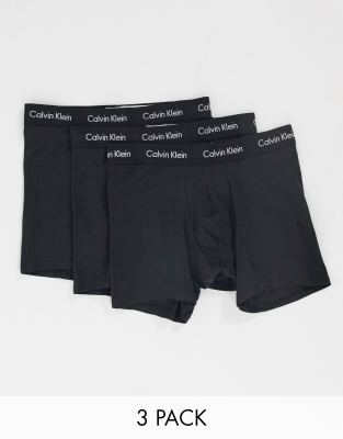 Calvin Klein 3 pack boxer briefs with logo waistband in black ASOS