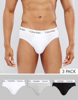 Calvin Klein 3-pack briefs in black, white and grey