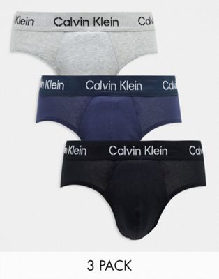 Calvin Klein 3-pack briefs in blue, black and grey