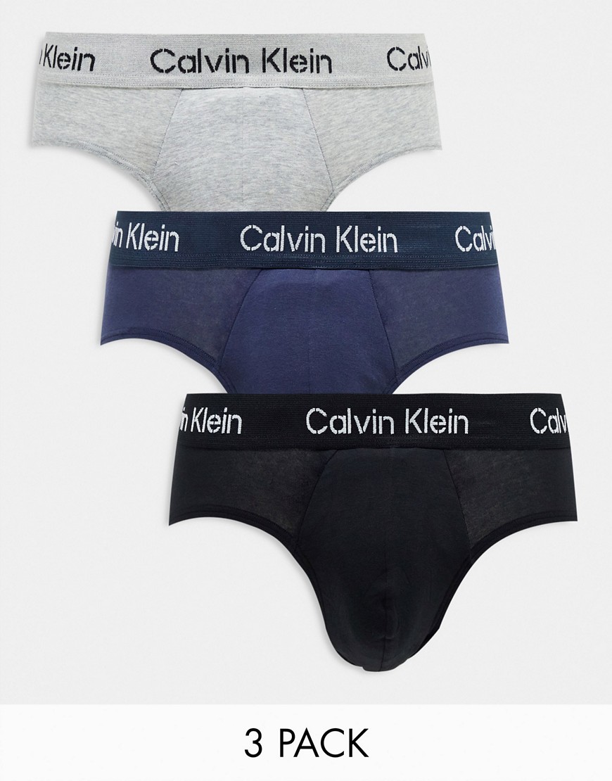 Calvin Klein 3-pack briefs in blue, black and grey-Multi