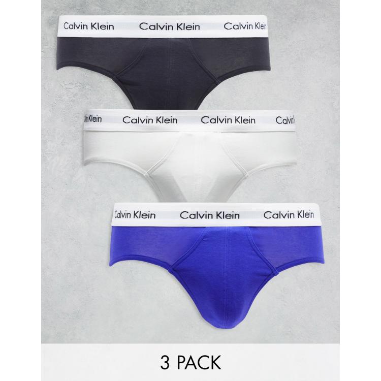 Calvin Klein 3-pack briefs in blue, gray and off-white