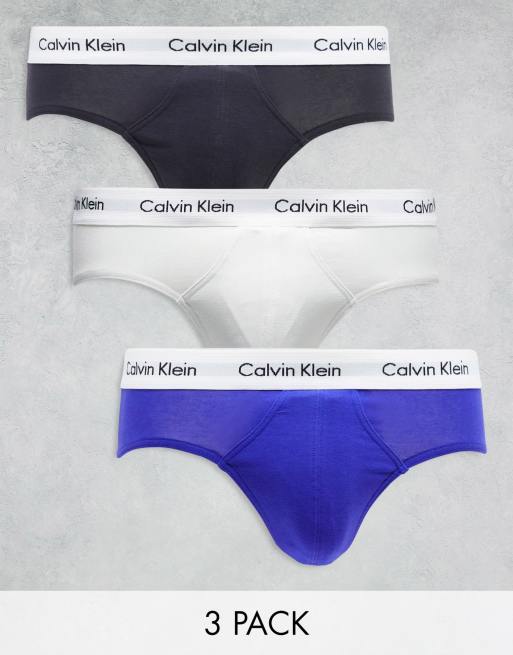 Calvin Klein 3-pack briefs in blue, gray and off-white