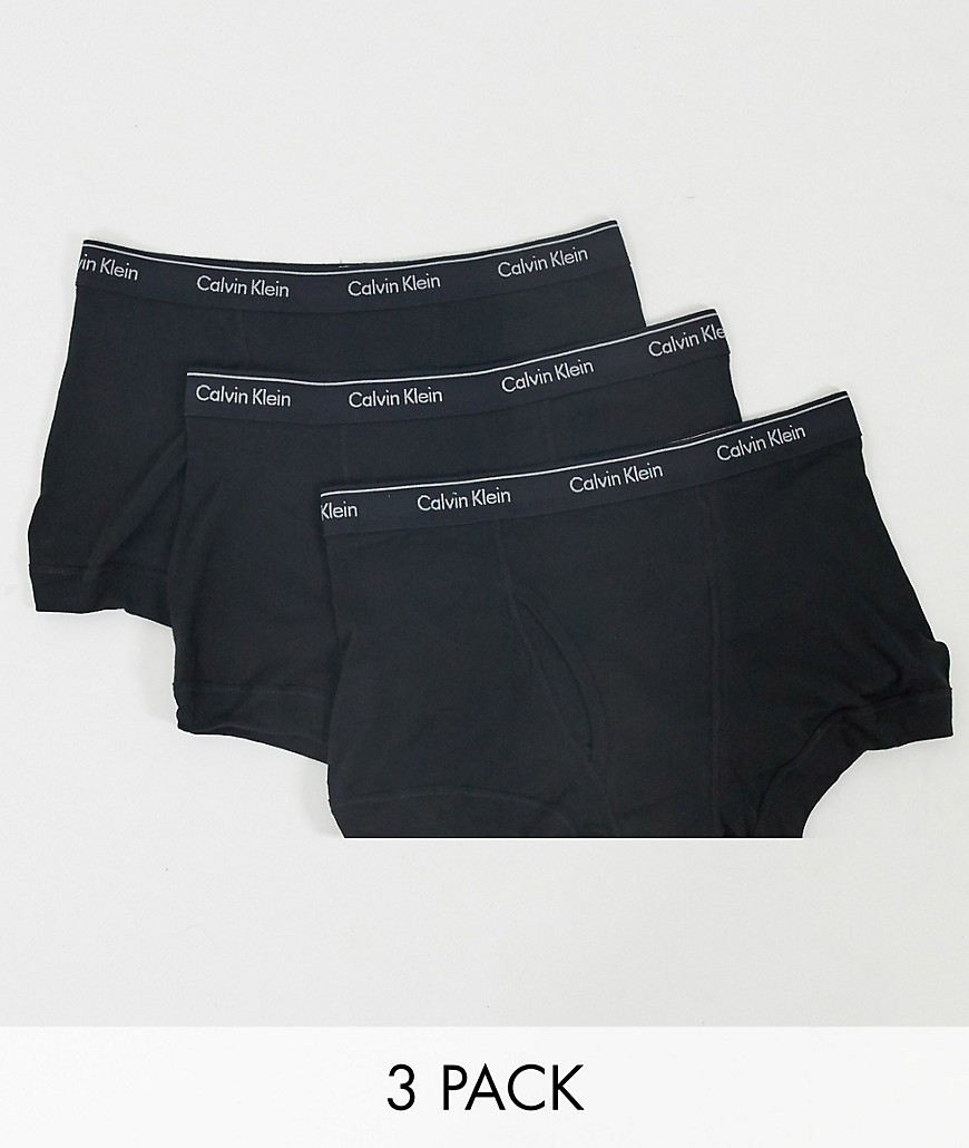 Calvin Klein 3 pack contrast waistband trunks in black