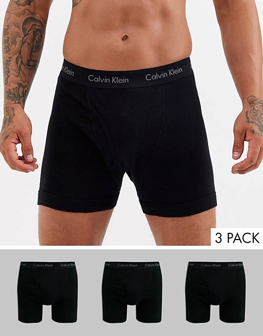 Calvin Klein 3 pack cotton classic boxer briefs in black | ASOS