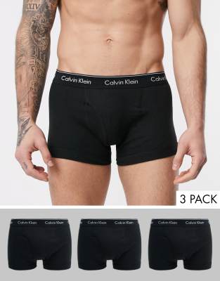 calvin klein 3 pack black trunks