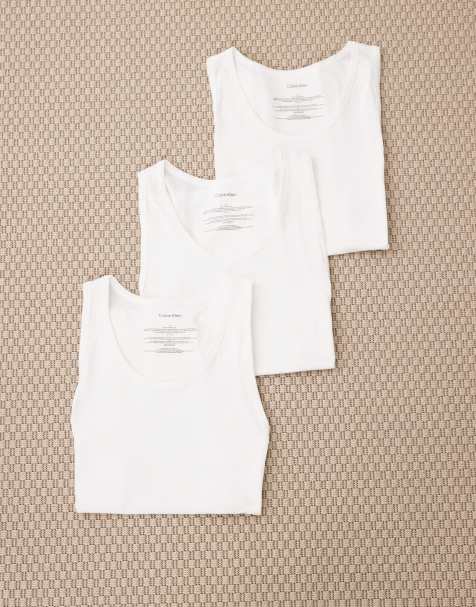 Calvin Klein 3 pack cotton rich vest top in white - view 1