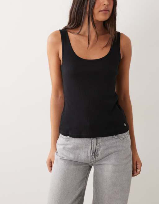Calvin Klein 3-pack cotton scoop neck tanks in white/gray/black, 2 of 4