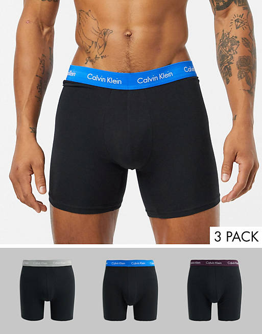 Calvin Klein 3 pack Cotton Stretch boxer briefs in black