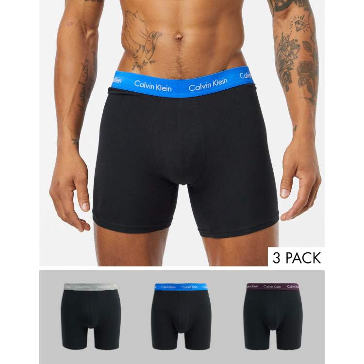 Calvin Klein 3 pack Cotton Stretch boxer briefs in black