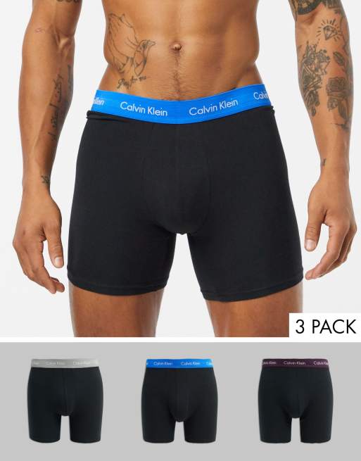 Calvin Klein 3 pack Cotton Stretch boxer briefs in black