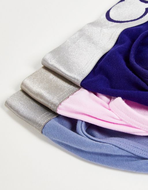 Calvin Klein 3 pack cotton stretch hip briefs in purple