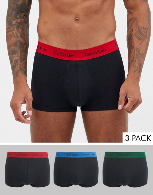 Calvin Klein 3 pack Cotton Stretch low rise trunks in black
