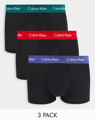 Calvin Klein 3 pack cotton stretch low rise trunks in black