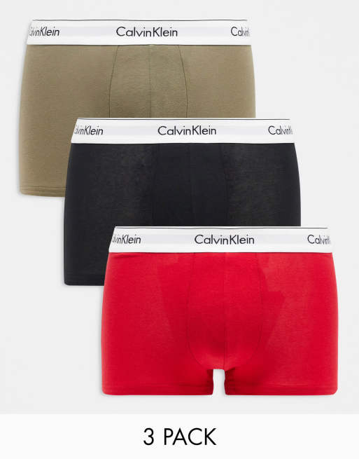 Calvin Klein 3 pack cotton stretch trunks in multi | ASOS