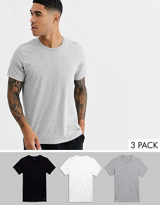 dukke Vandret Temmelig Calvin Klein 3 pack crew neck t-shirts in multi | ASOS