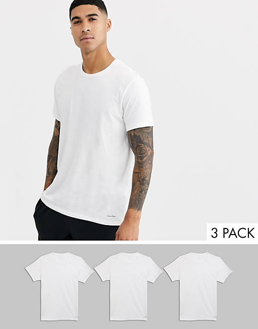 Calvin Klein 3 pack crew neck t-shirts in white | ASOS
