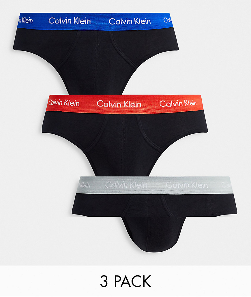 Calvin Klein 3 pack hip briefs in black