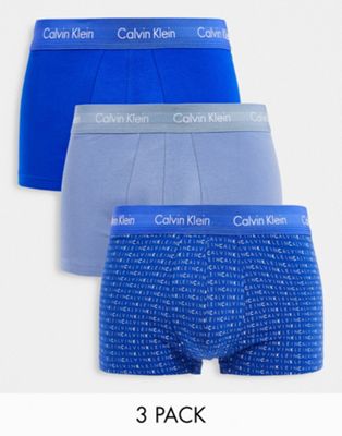 Calvin Klein 3 pack hipster briefs in black blue green stripe