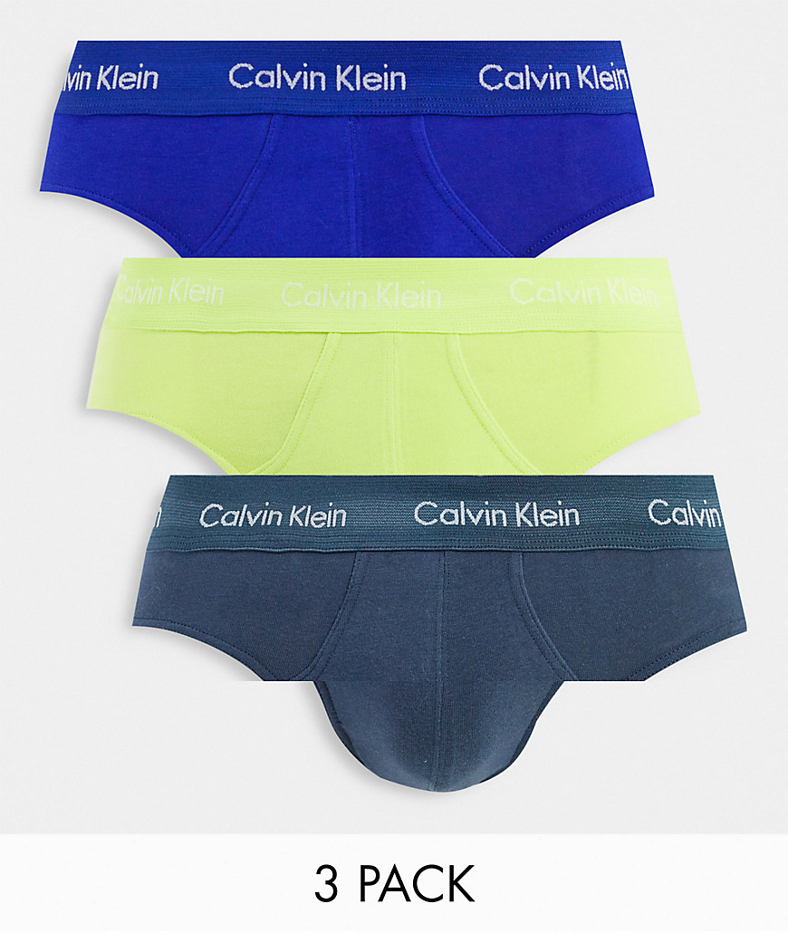 Calvin Klein 3 pack hipster briefs in black blue green-Multi
