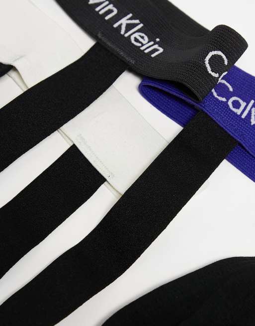 Calvin Klein 3-pack jockstraps with colored waistband in black