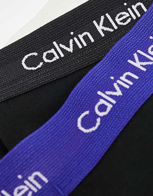 Calvin Klein 3-pack jockstraps in black with colored waistband