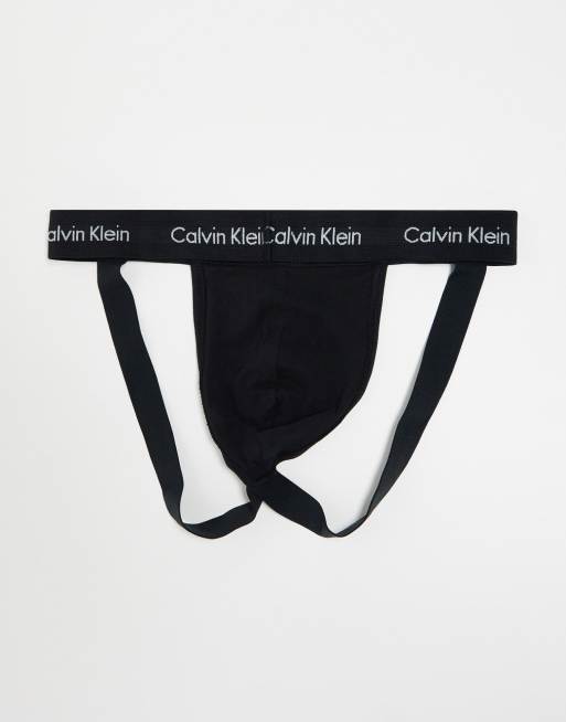 Calvin Klein 3-pack jockstraps in black with colored waistband