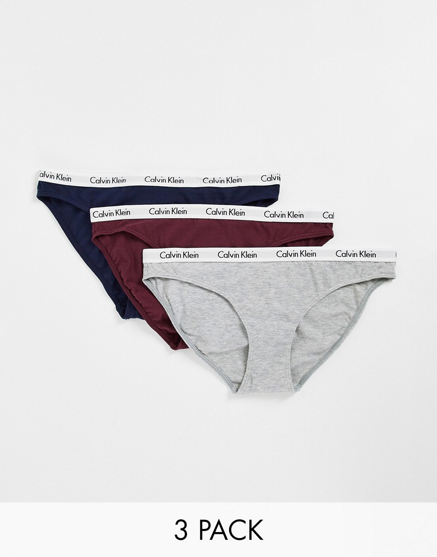 Calvin klein 3 pack logo band briefs in blue and gray mix-Multi