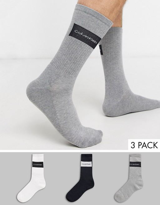 Calvin Klein 3 pack logo crew socks giftset in packable bag