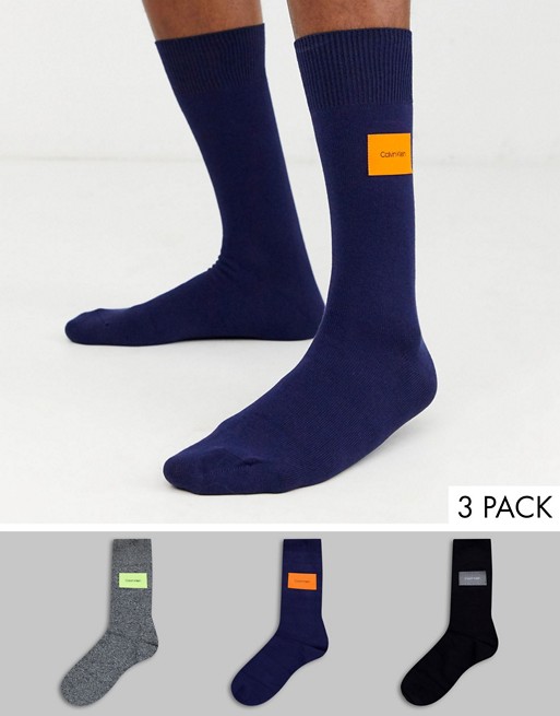 Calvin Klein 3 pack logo patch socks gift tin
