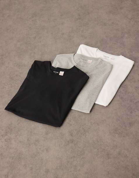 Calvin Klein 3 pack loungewear t-shirts in white/black/grey - view 1