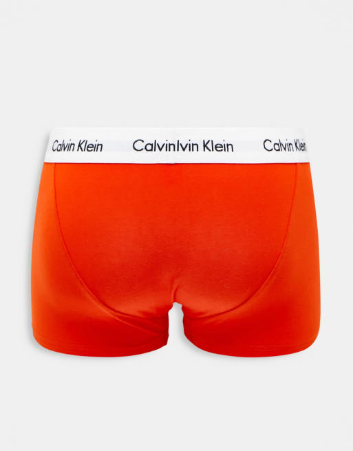 Calvin Klein 3 pack low rise trunk in grey orange and green ASOS