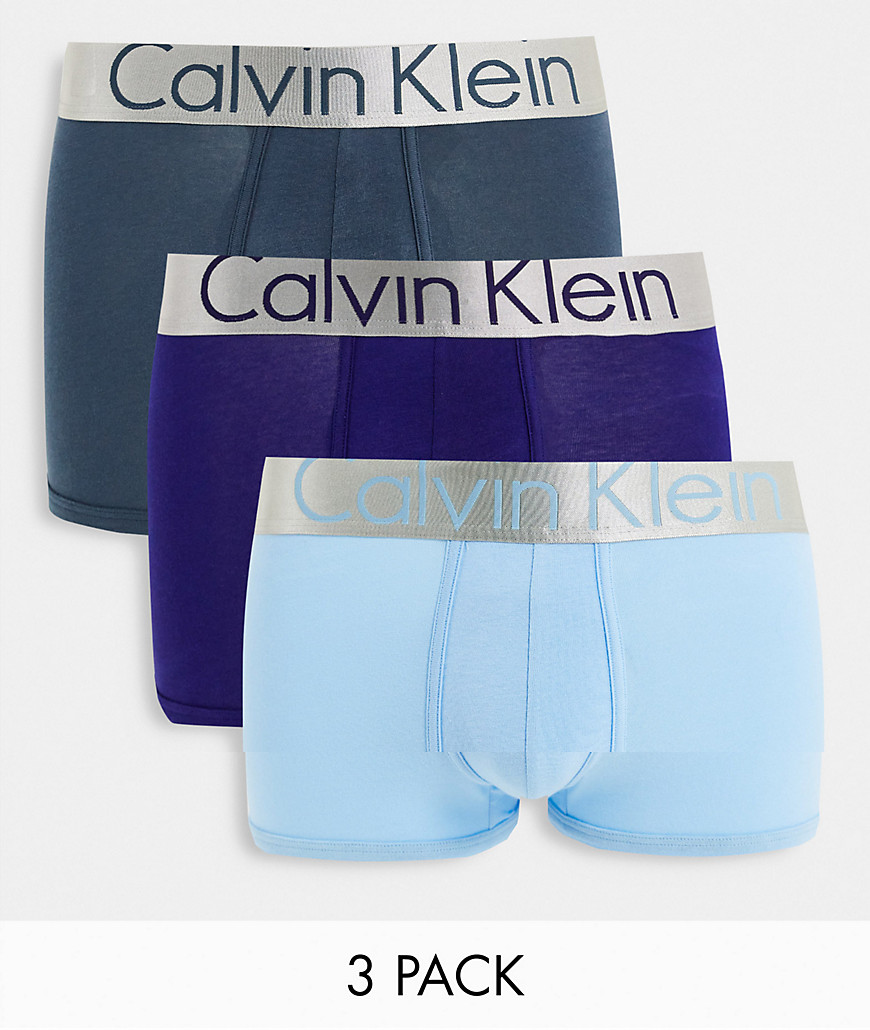 Calvin Klein 3 pack low rise trunks in blue blue navy-Multi