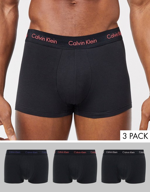 Calvin Klein 3 pack low rise trunks in cotton stretch