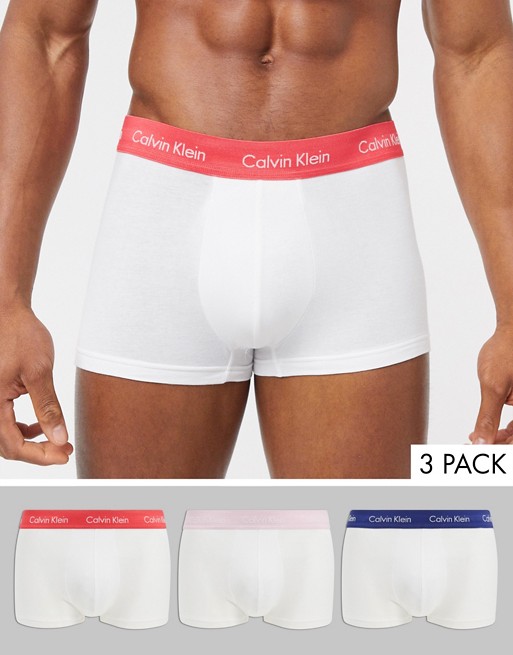 Calvin Klein 3 pack low rise trunks in cotton stretch