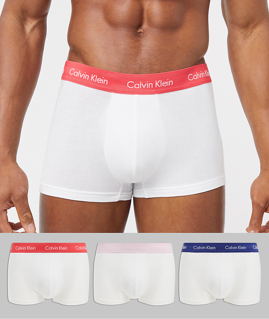 Calvin Klein 3 pack low rise trunks in cotton stretch-White