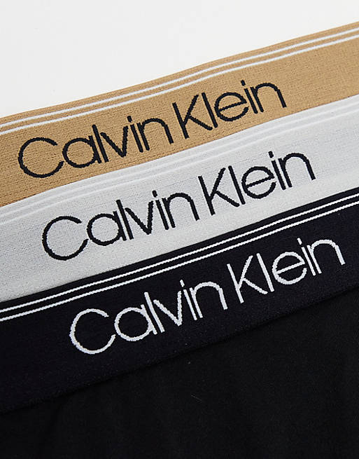 Calvin Klein 3-pack micro stretch low rise briefs with contrast waistband  in black | ASOS