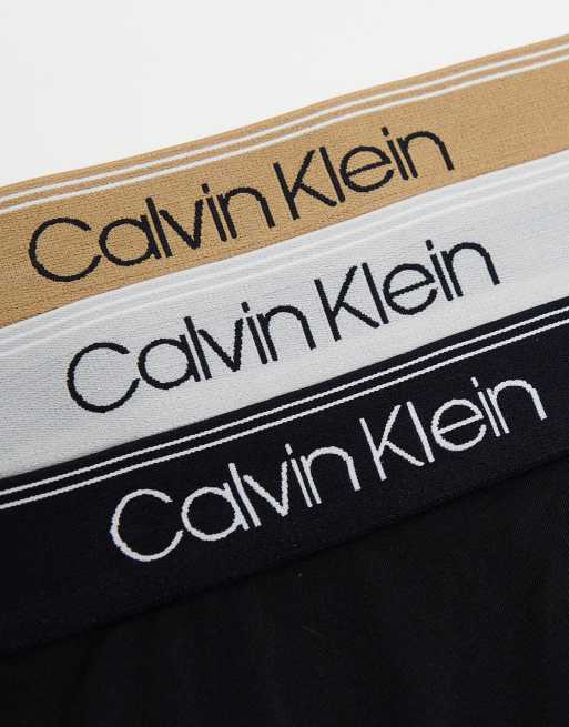 Calvin Klein 3-pack micro stretch boxer brief with contrast logo waistbands  in black