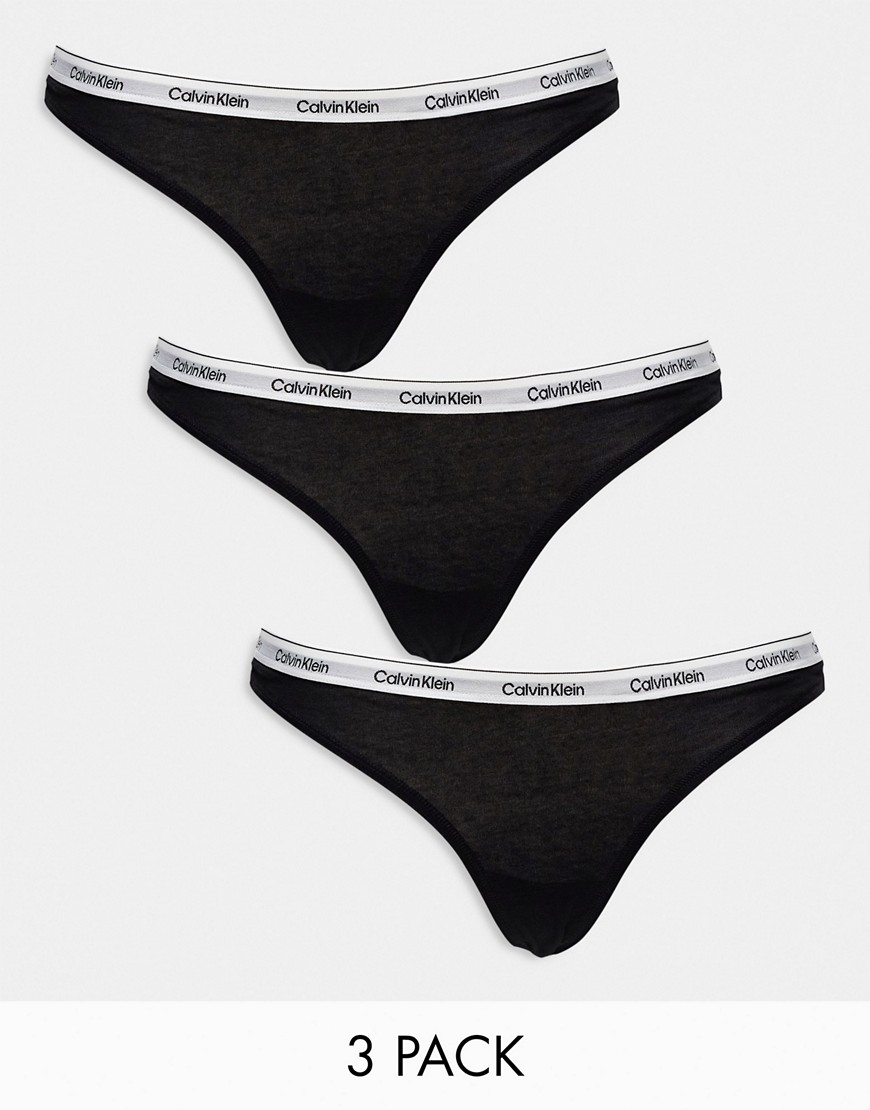 Calvin Klein 3 pack modern logo thong in black