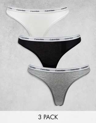 Calvin Klein 3 Pack Modern Logo Thong In Multi