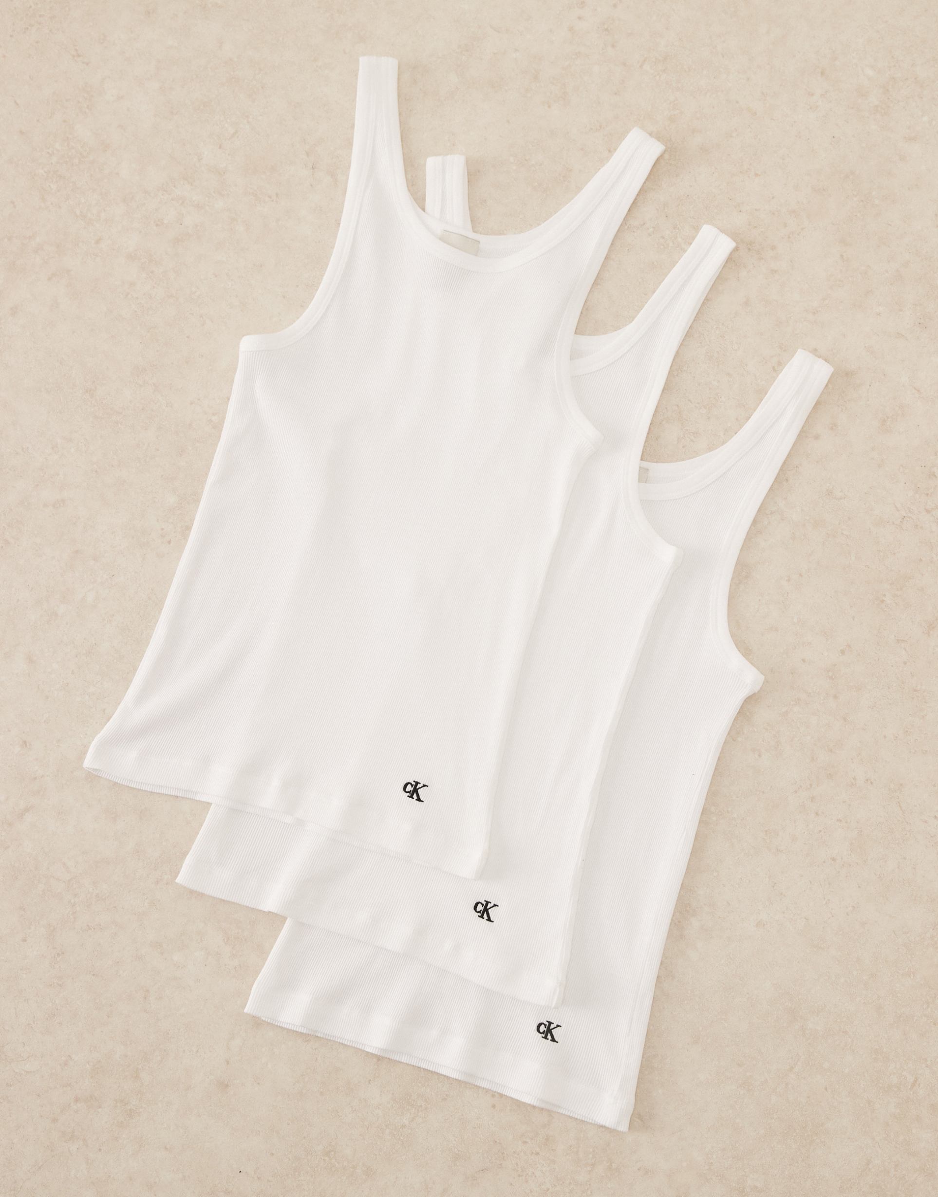 calvin klein 3-pack scoop neck tank top in white