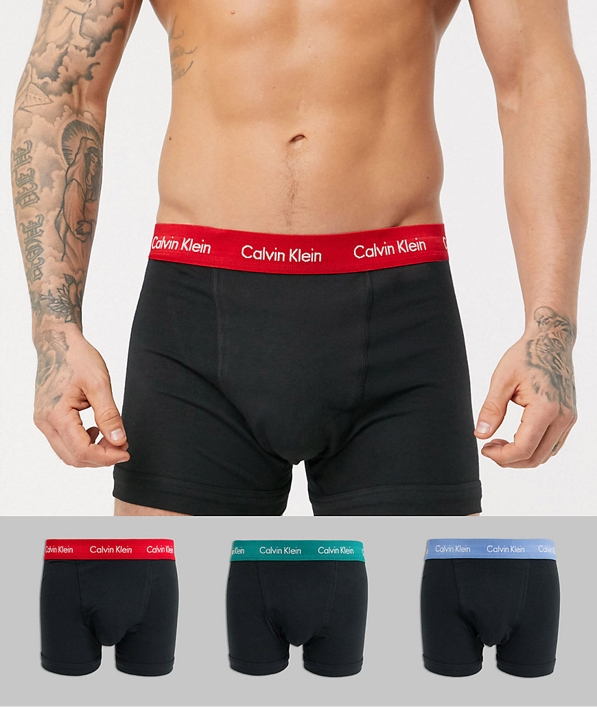 Calvin Klein – 3-pack svarta trunks i stretchig bomull – Endast hos ASOS