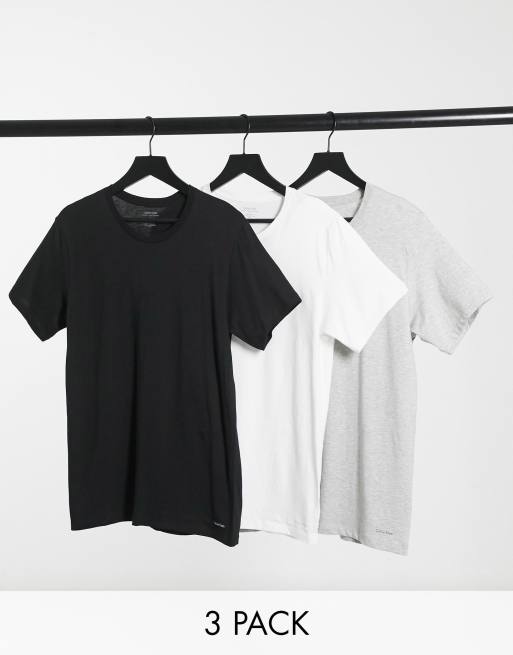 Calvin Klein 3 pack t shirts in black white and grey ASOS