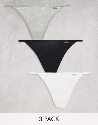 Calvin Klein Women`s Monochrome Thongs 3 Pack