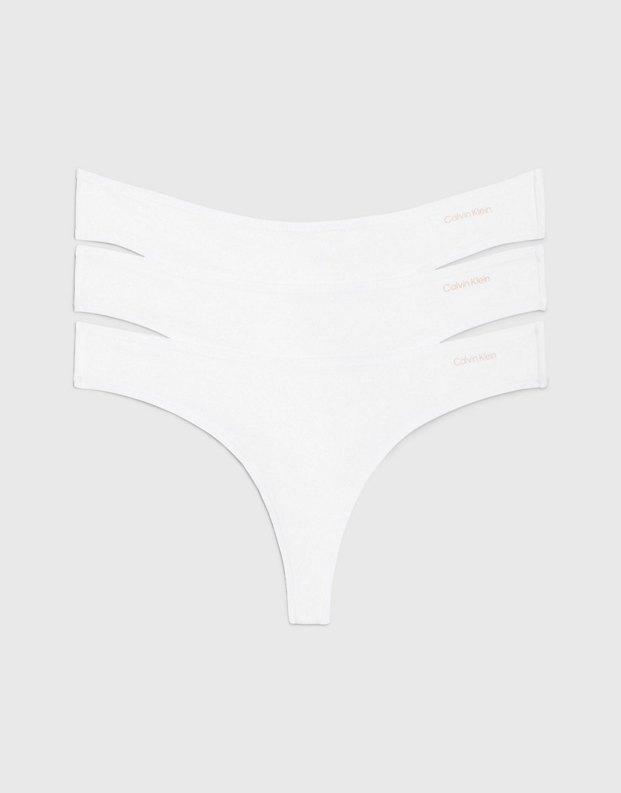 Calvin Klein 3 Pack Thongs - Ideal Cotton in white